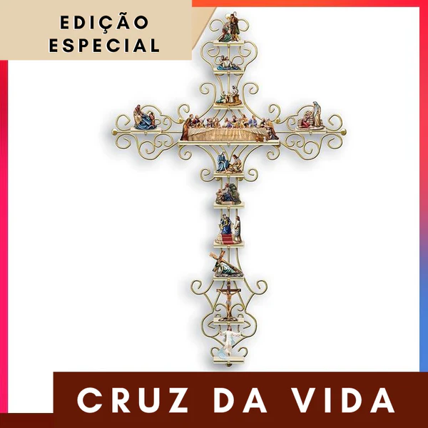 Cruz da Vida - A Jornada de Cristo Representada em Cada Detalhe desta Obra feita de alumínio
