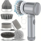 Electric Spin Scrubber, Bathroom Cordless Cleaning Brush Power Scrubber with 5 Replaceable Brush Heads, Electric Cleaning Brush