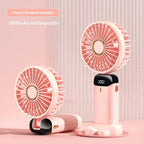 Portable Mini Handheld Fan USB Rechargeable 5-Speed with Phone Stand