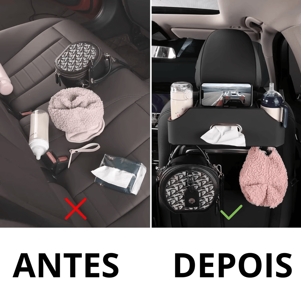 🔥 Organizador Multifuncional SeatSmart™  – ABS Premium + Couro – Impermeável e fácil de limpar!
