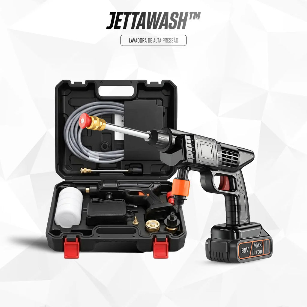 Pistola de Alta Pressão JettaWash™ - Kit Completo Com Maleta e Bateria Recarregável